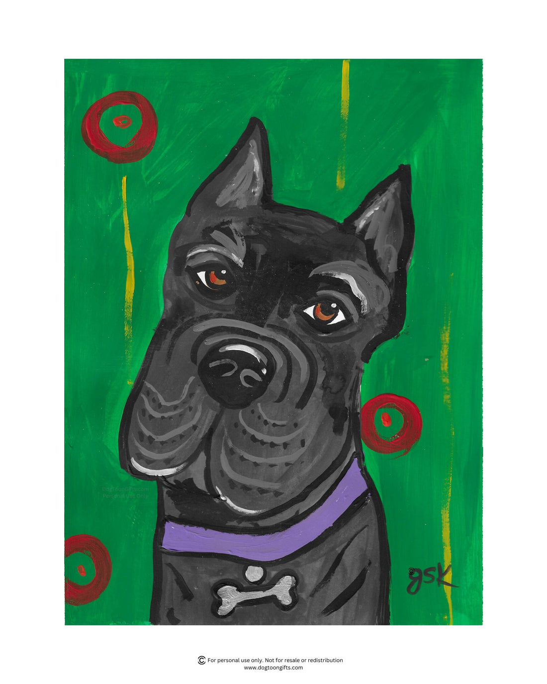 Hand-drawn Can Corso dog wall art - digital download printable file in 8x10, A4, and 16x20 inches - DogToonGifts