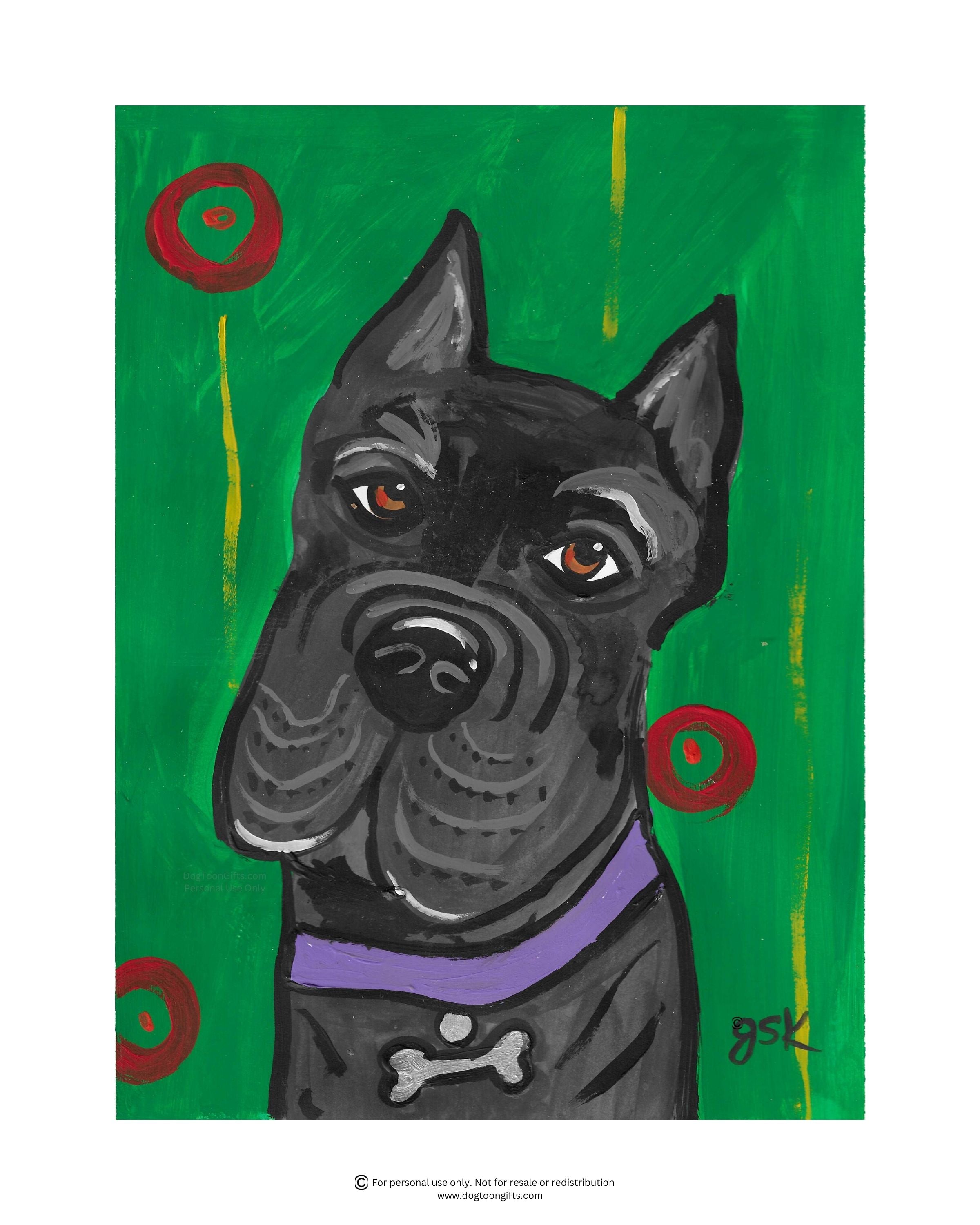 Hand-drawn Can Corso dog wall art - digital download printable file in 8x10, A4, and 16x20 inches - DogToonGifts