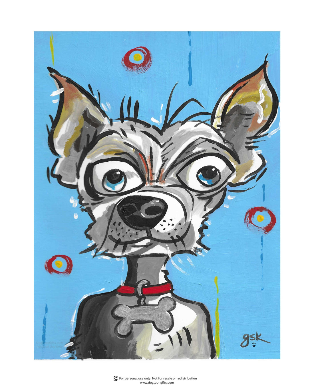 Hand-drawn Chihuahua dog wall art - digital download printable file in 8x10, A4, and 16x20 inches - DogToonGifts