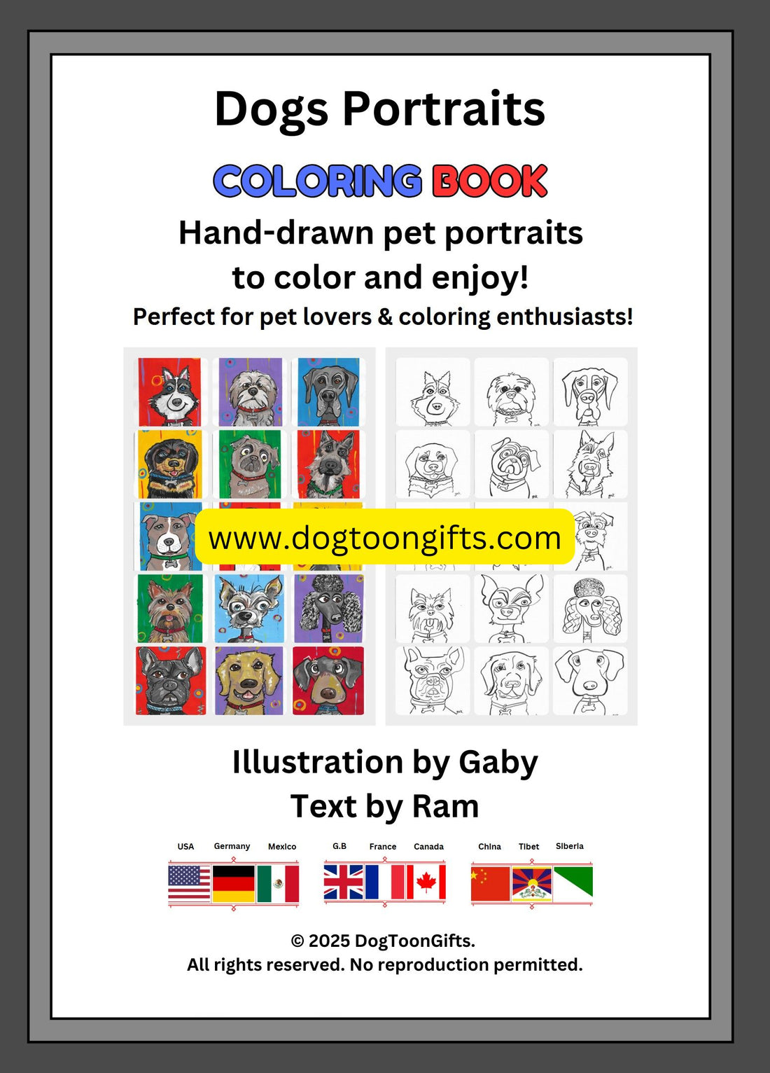 Dog Cartoon Coloring Book (Digital Download)