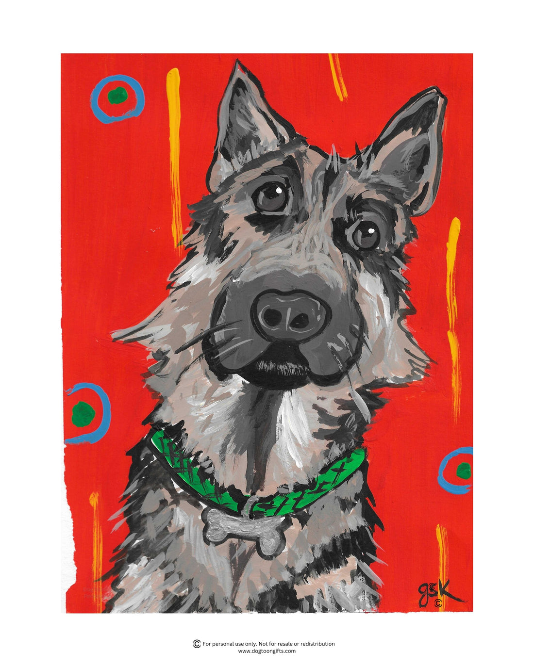 Hand-drawn German Shepherd dog wall art - digital download printable file in 8x10, A4, and 16x20 inches - DogToonGifts