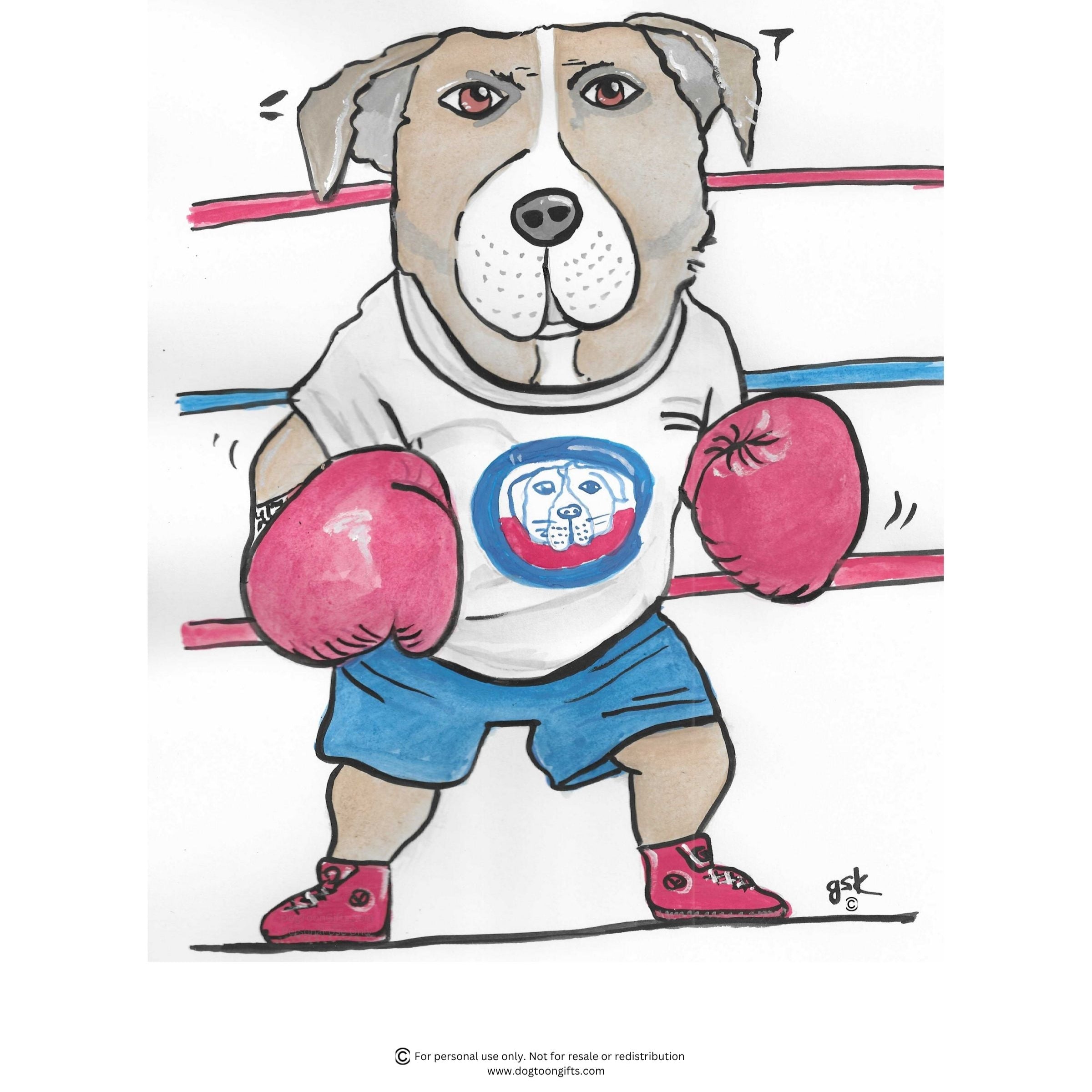 Pit Bull cartoon gifts - mugs, shirts, wall art