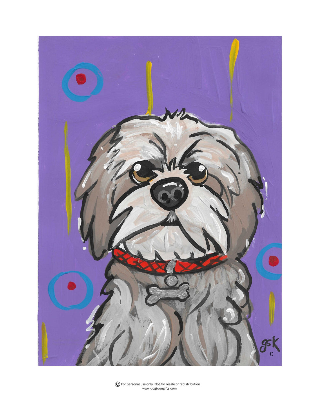 Hand-drawn Shih Tzu dog wall art - digital download printable file in 8x10, A4, and 16x20 inches - DogToonGifts