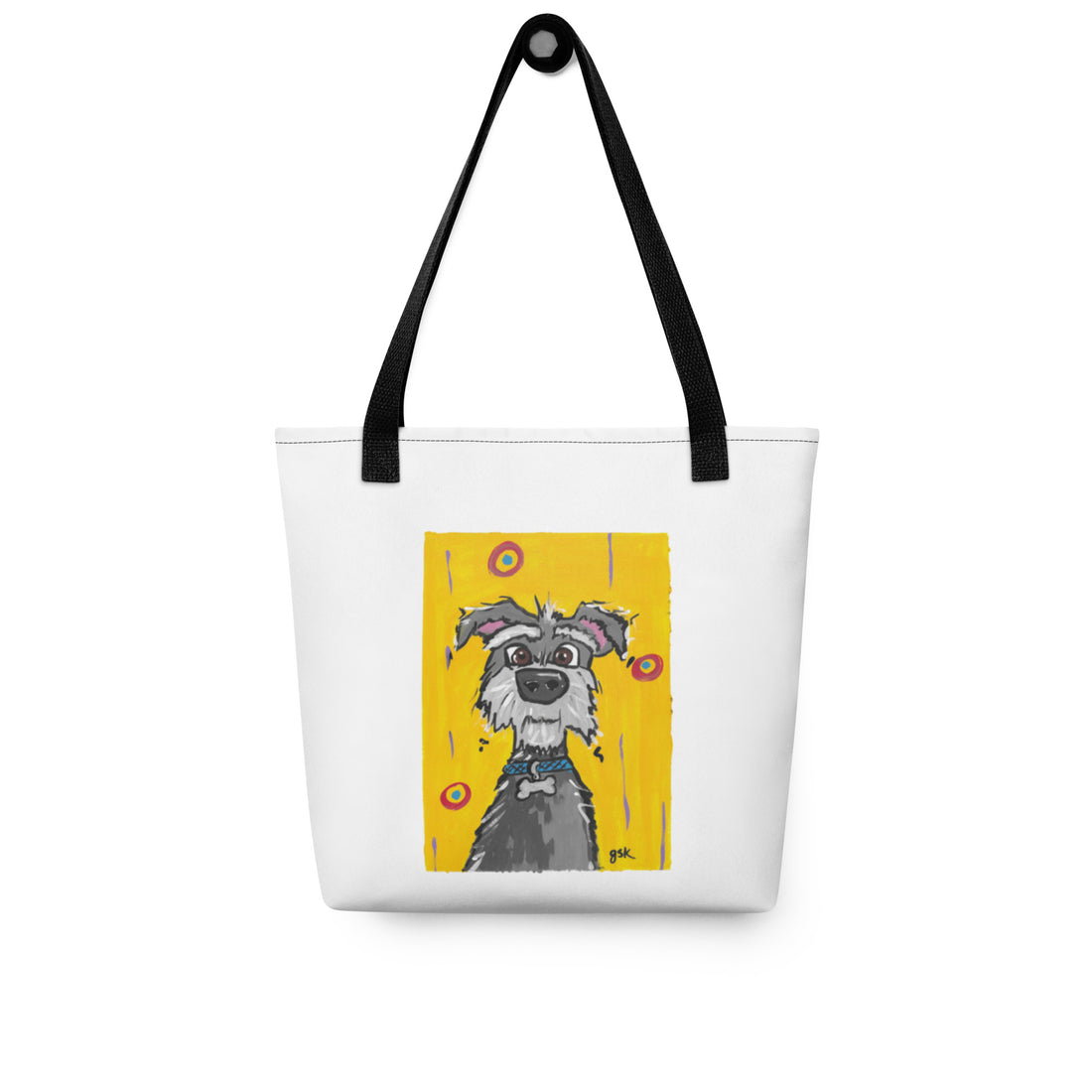 Schnauzer dog Tote bag with cartoon artwork