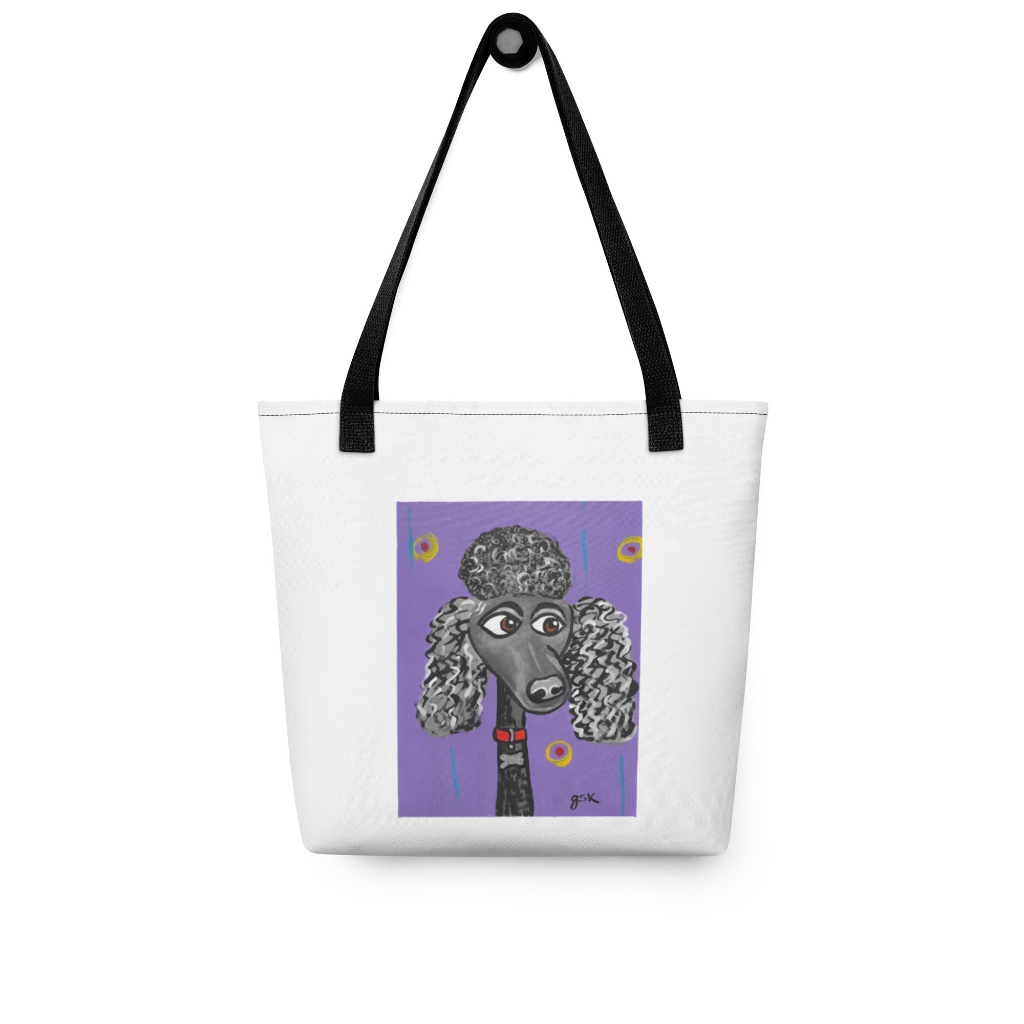 Poodle dog Tote bag with cartoon artwork