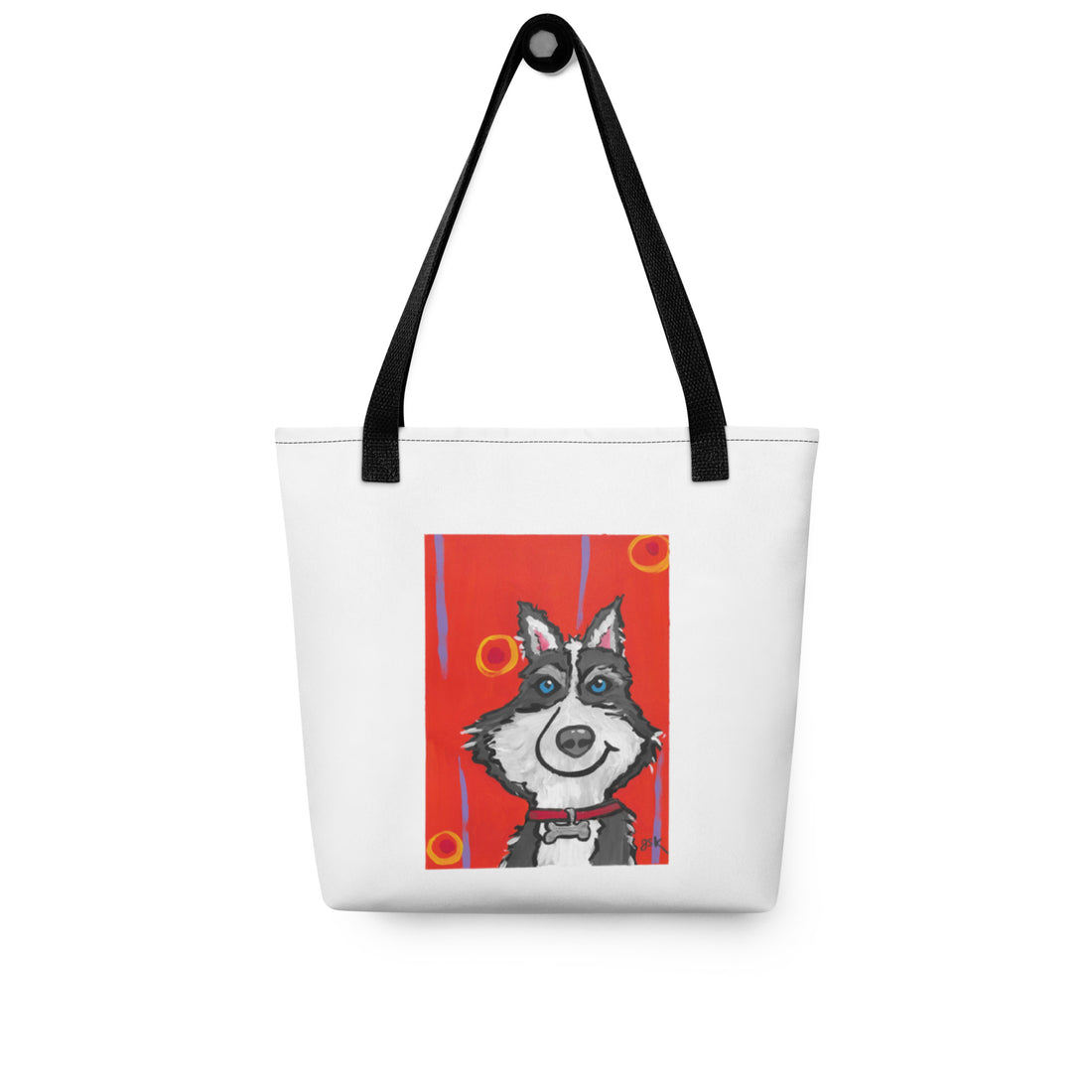 Husky dog Tote bag with cartoon artwork