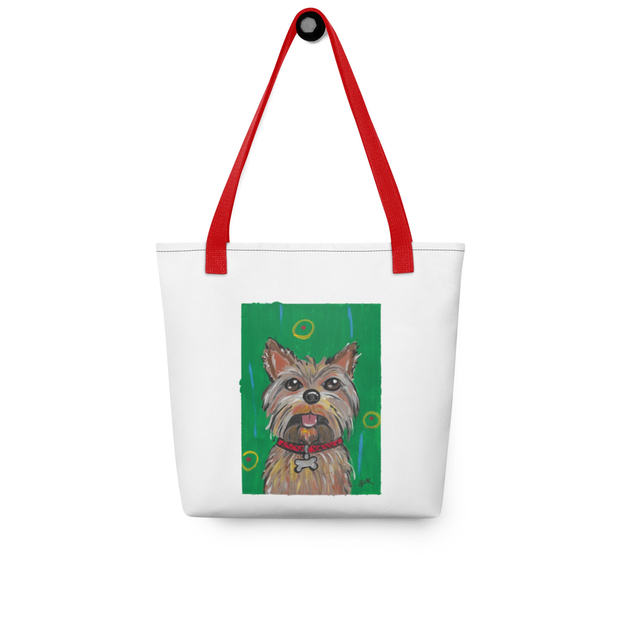Yorkshire Terrier dog Tote bag with cartoon artwork