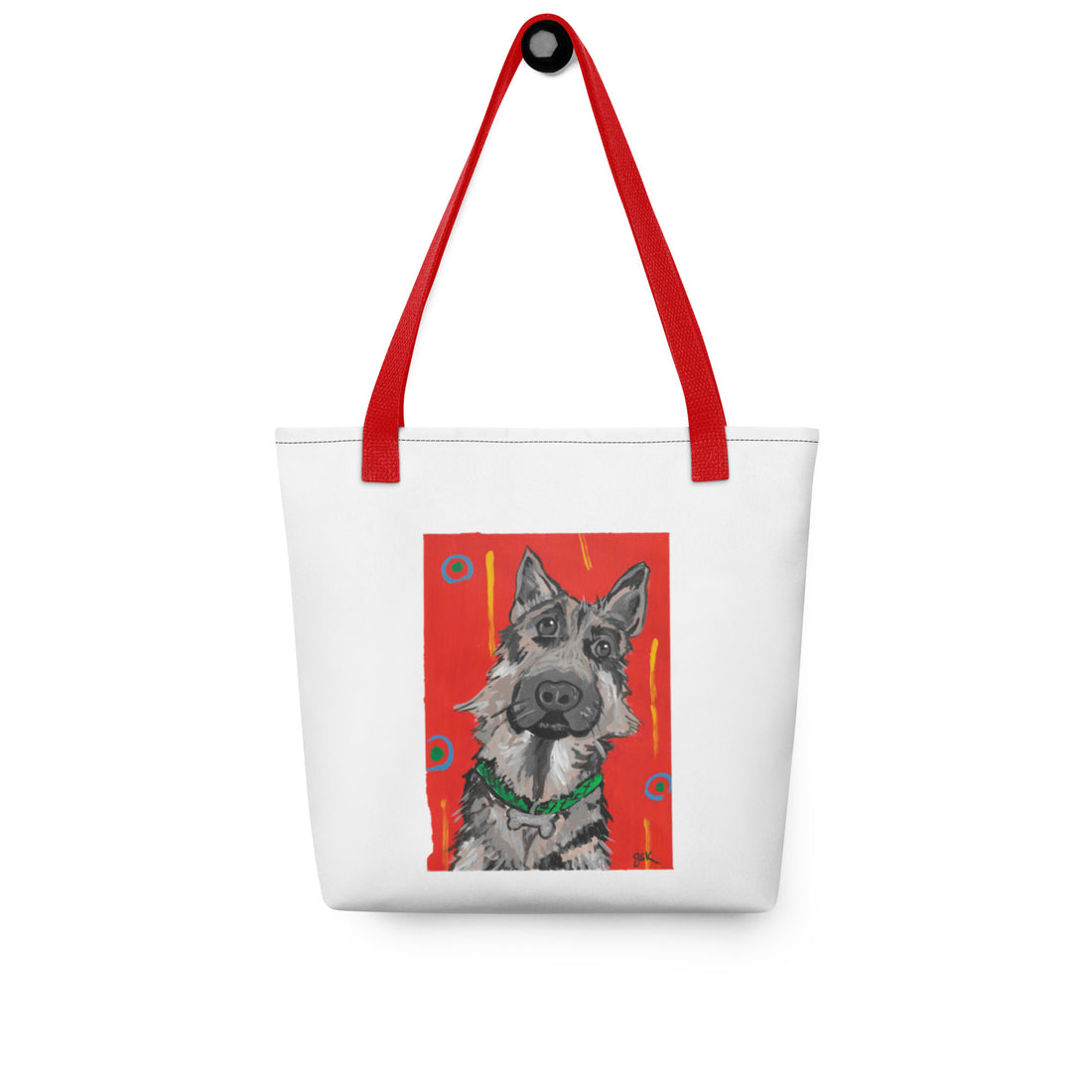 German Shepherd dog Tote bag with cartoon artwork