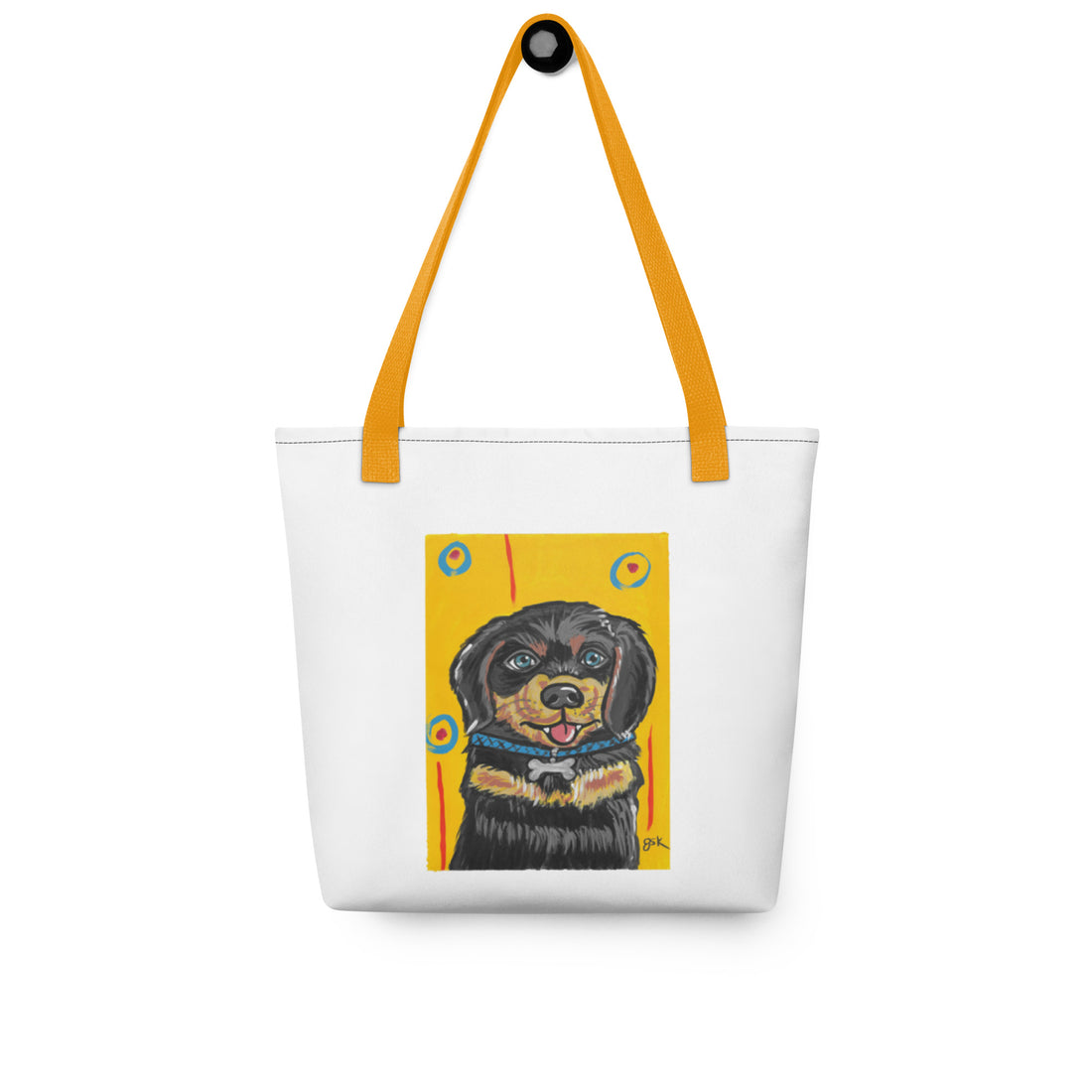 Rottweiler dog Tote bag with cartoon artwork