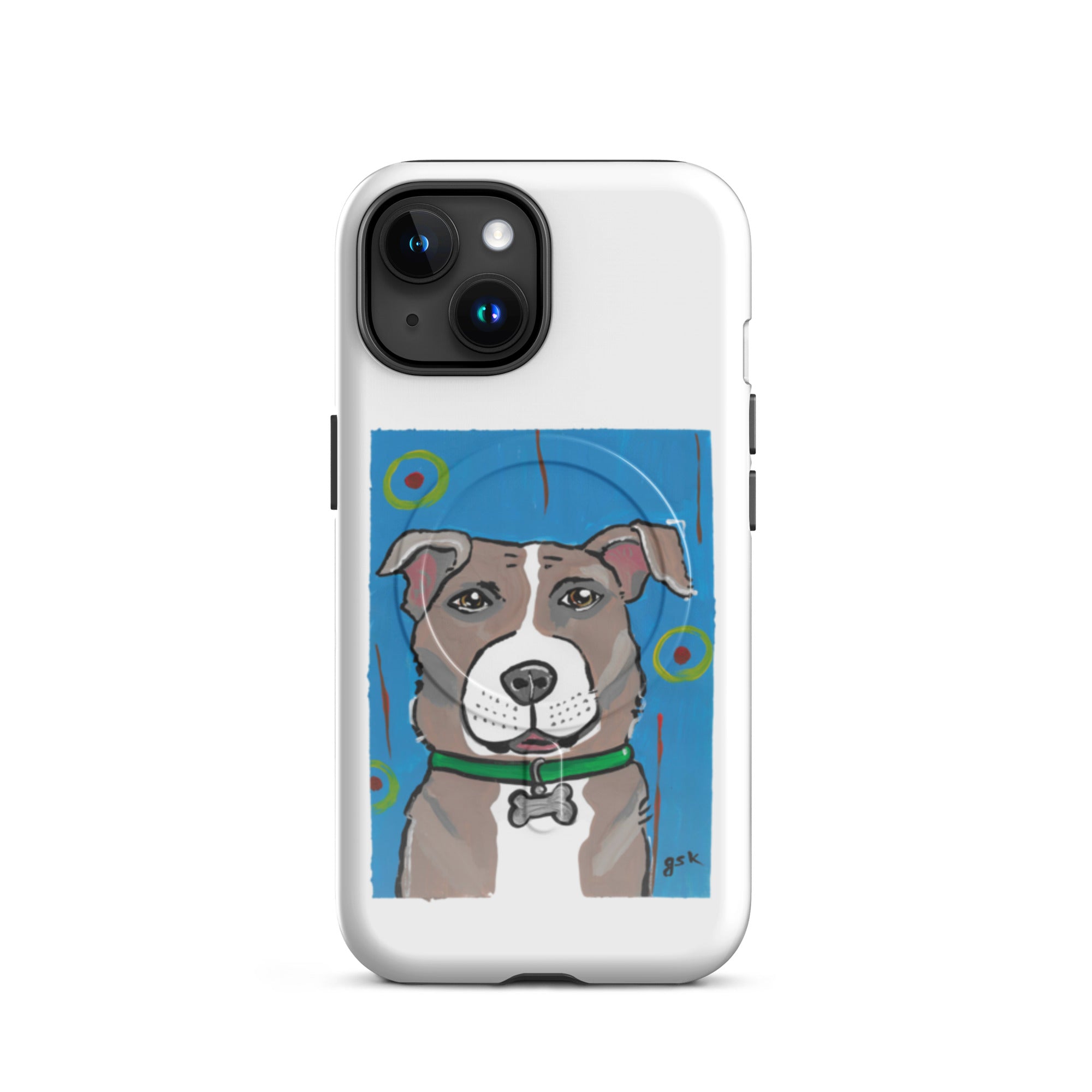 Pit Bull dog phone case with cartoon artwork
