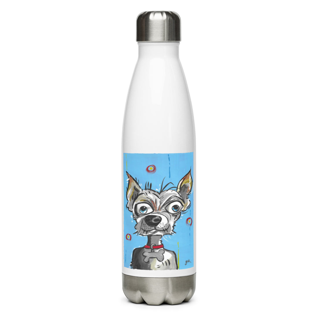 Chihuahua dog water bottle with cartoon artwork