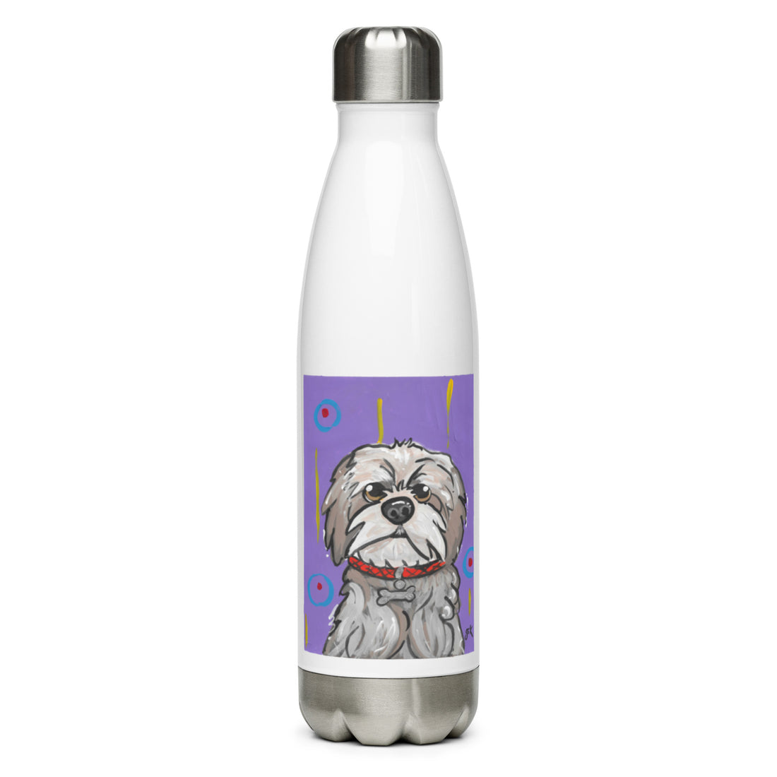 Shih Tzu dog water bottle with cartoon artwork