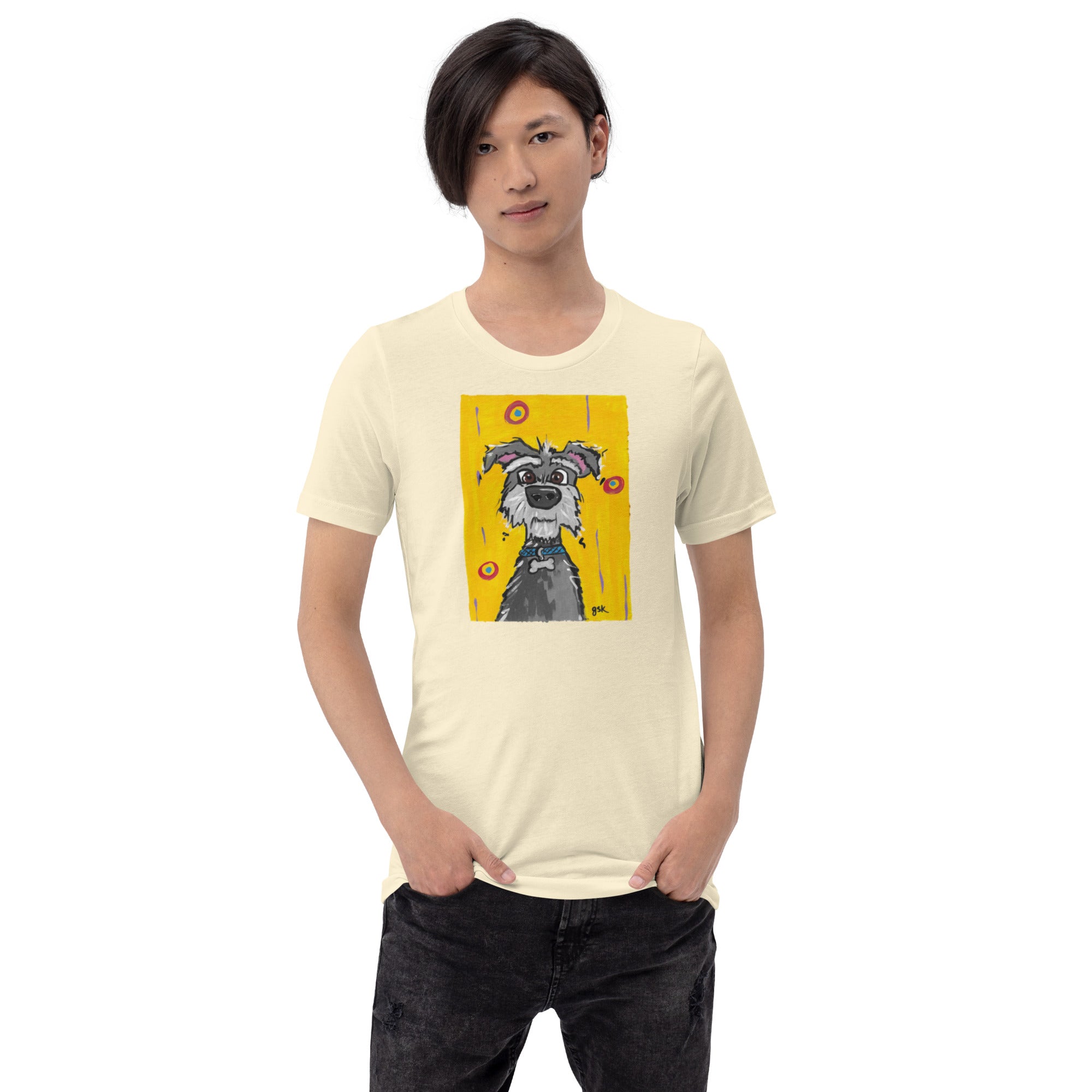 Schnauzer dog t-shirt with cartoon artwork