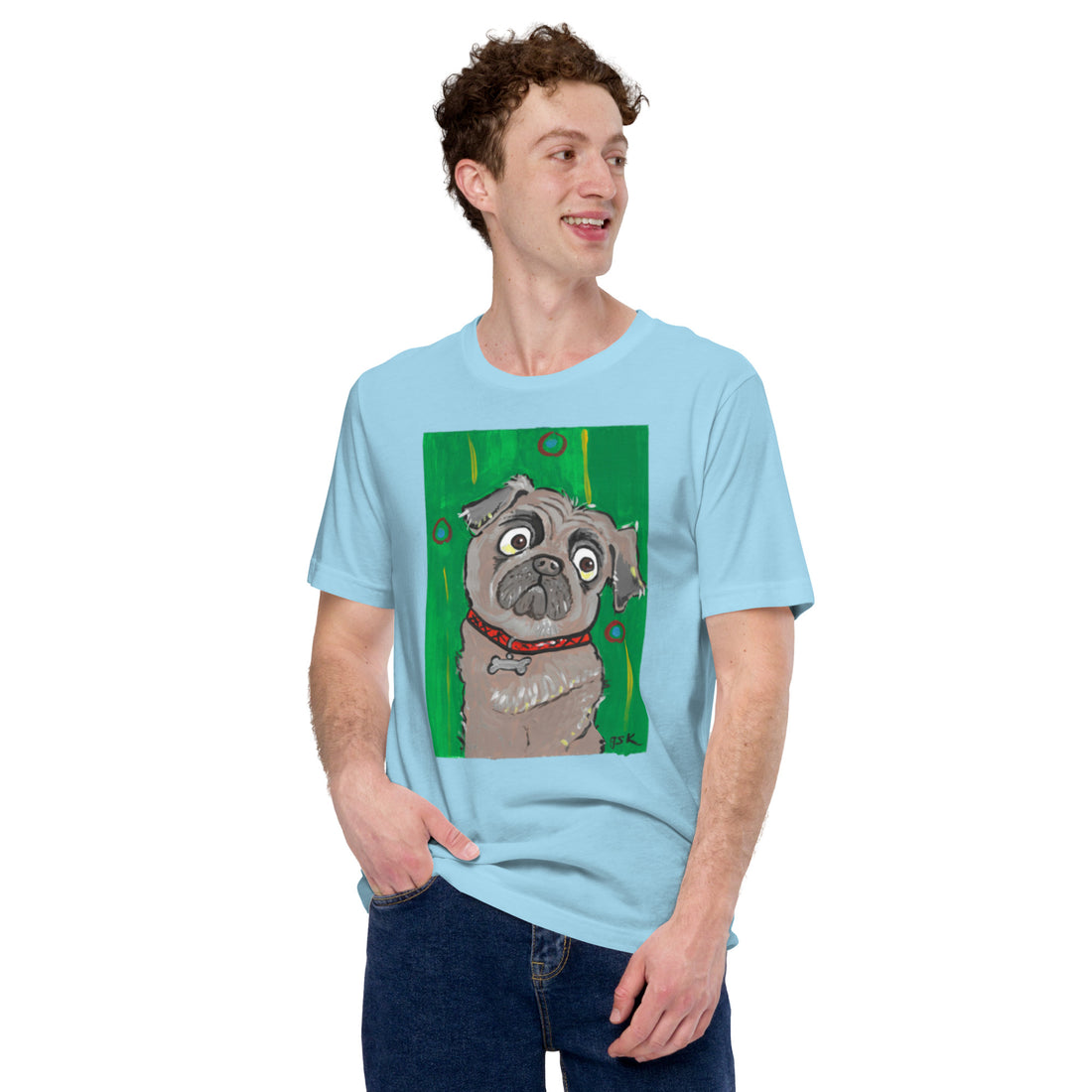Pug dog t-shirt with cartoon artwork