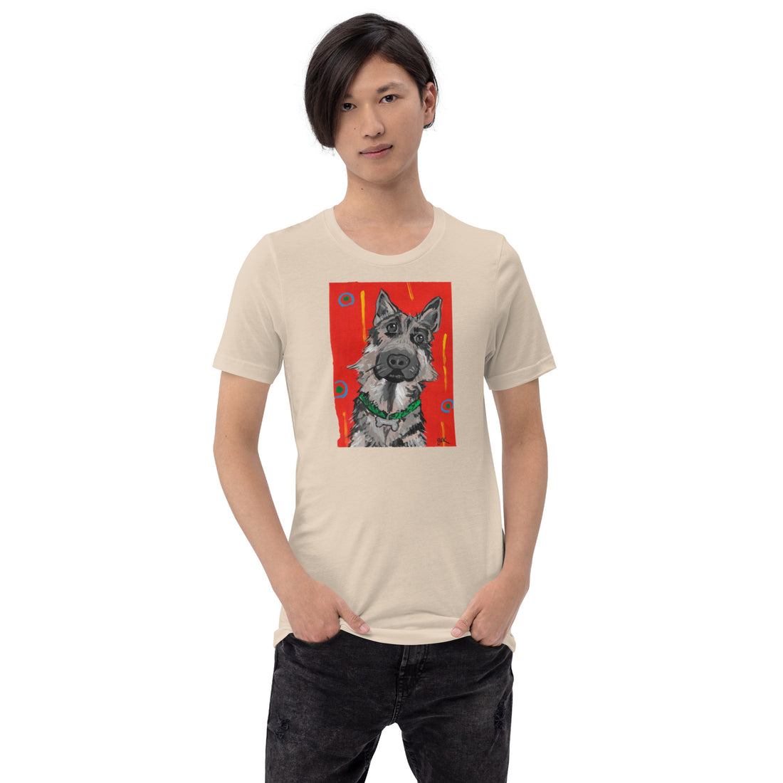 German Shepherd dog t-shirt with cartoon artwork