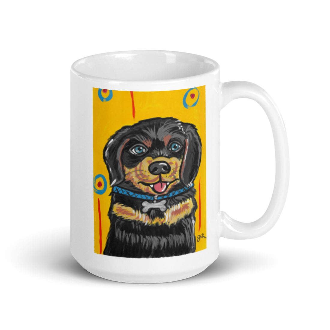 Rottweiler dog mug with cartoon artwork
