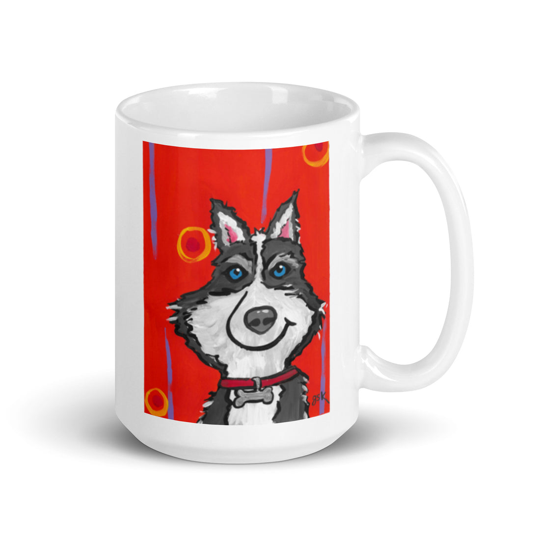 Husky dog mug with cartoon artwork
