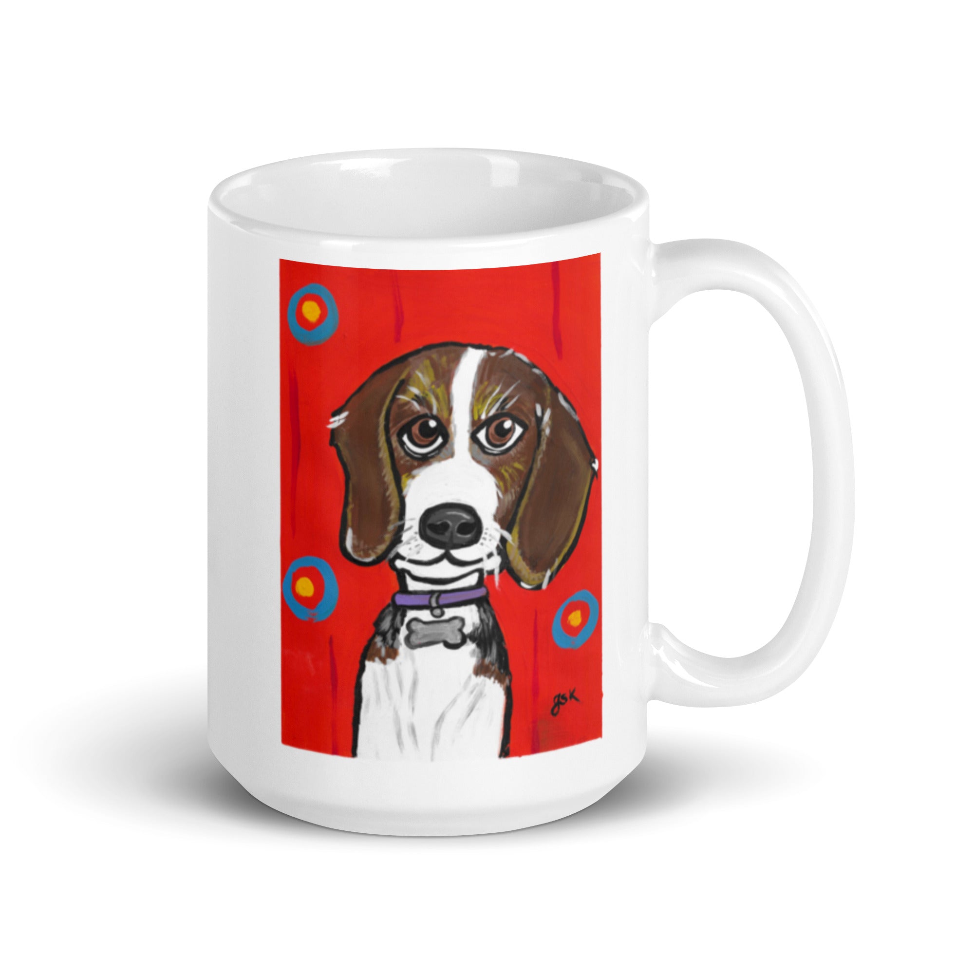 Beagle dog mug with cartoon artwork