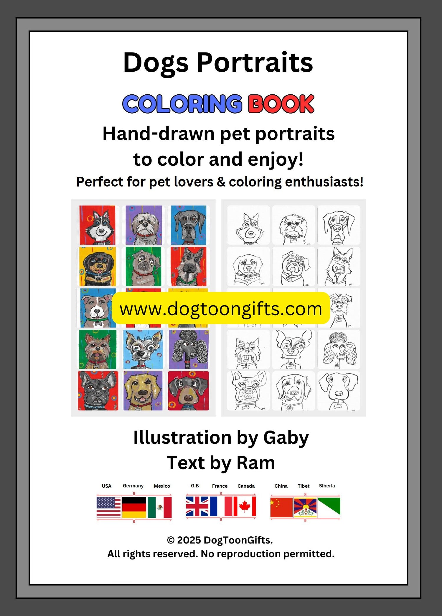 Dog Cartoon Coloring Book (Digital Download)