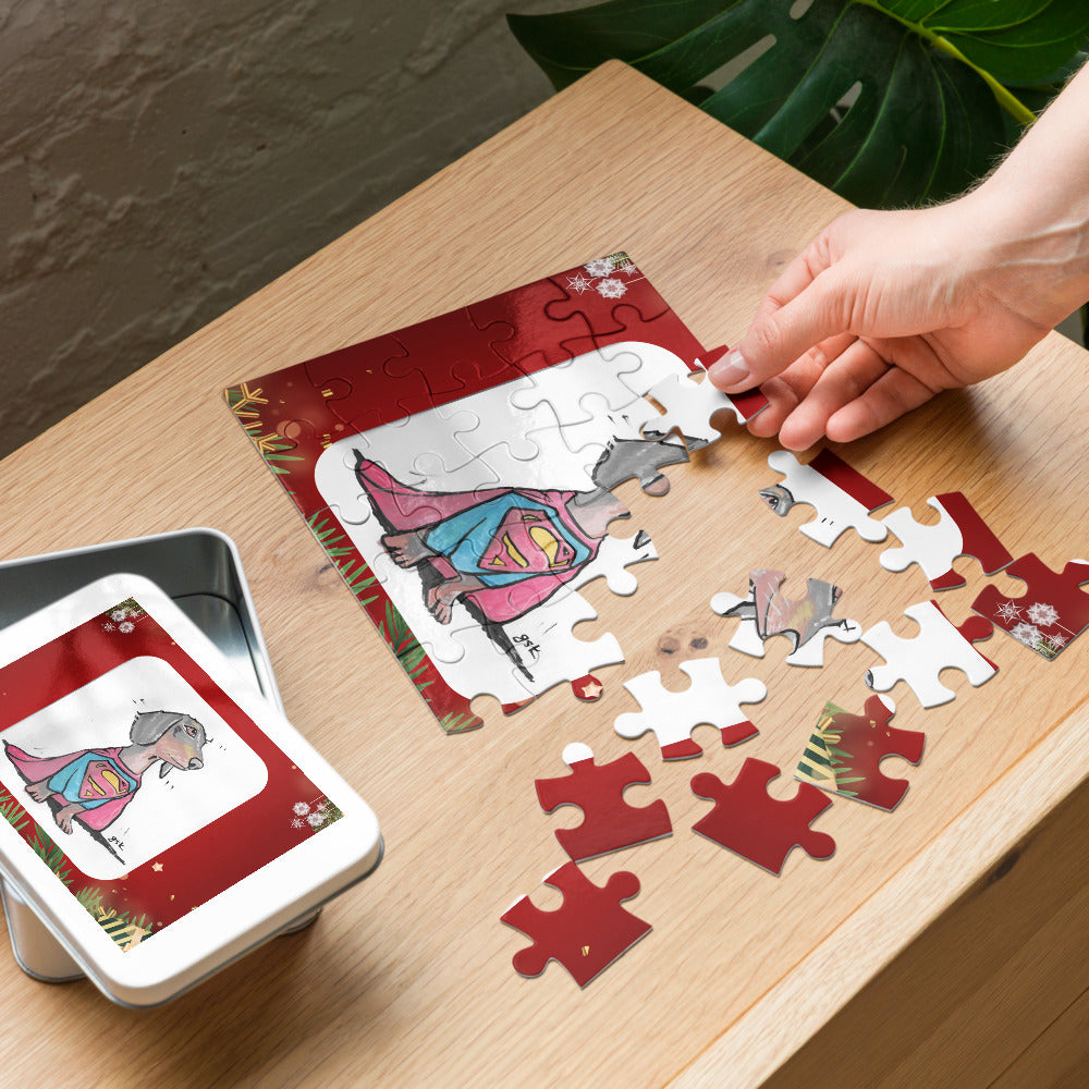 Christmas Custom Dog Jigsaw Puzzle – Personalized Gift with DogToon Art