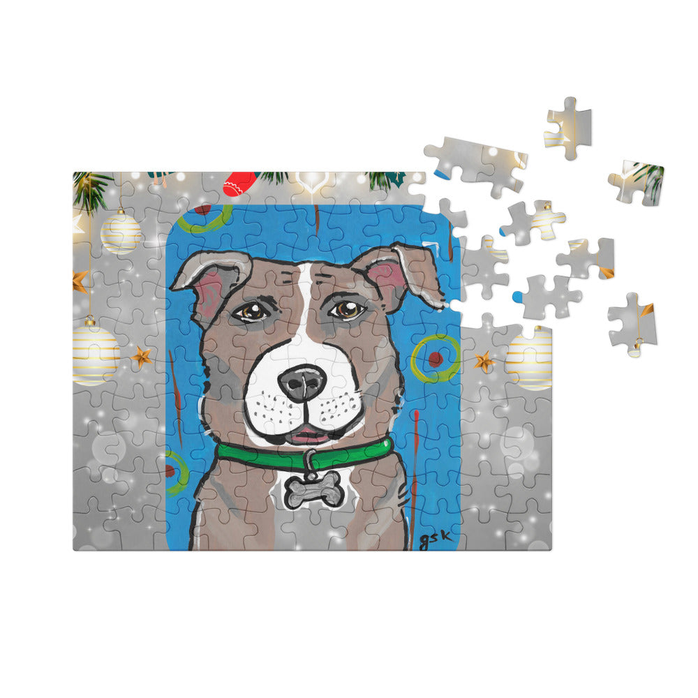 Christmas Custom Dog Jigsaw Puzzle – Personalized Gift with DogToon Art