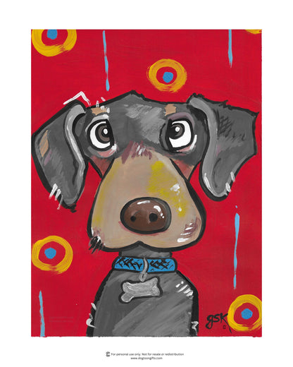 Hand-drawn Dachshund dog wall art - digital download printable file in 8x10, A4, and 16x20 inches - DogToonGifts