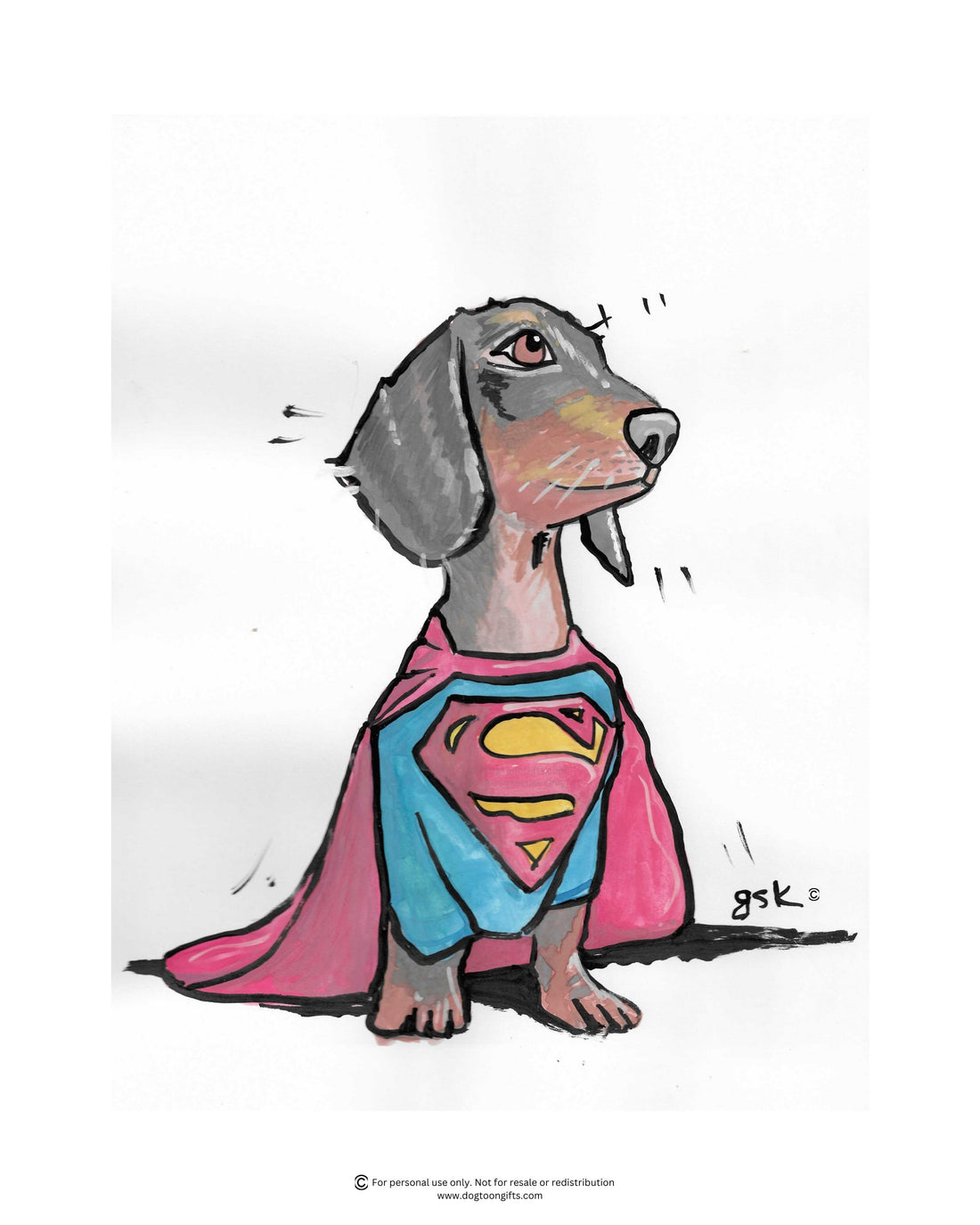 Dachshund cartoon gifts - mugs, shirts, wall art