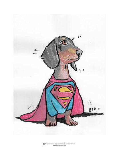 Dachshund cartoon gifts - mugs, shirts, wall art