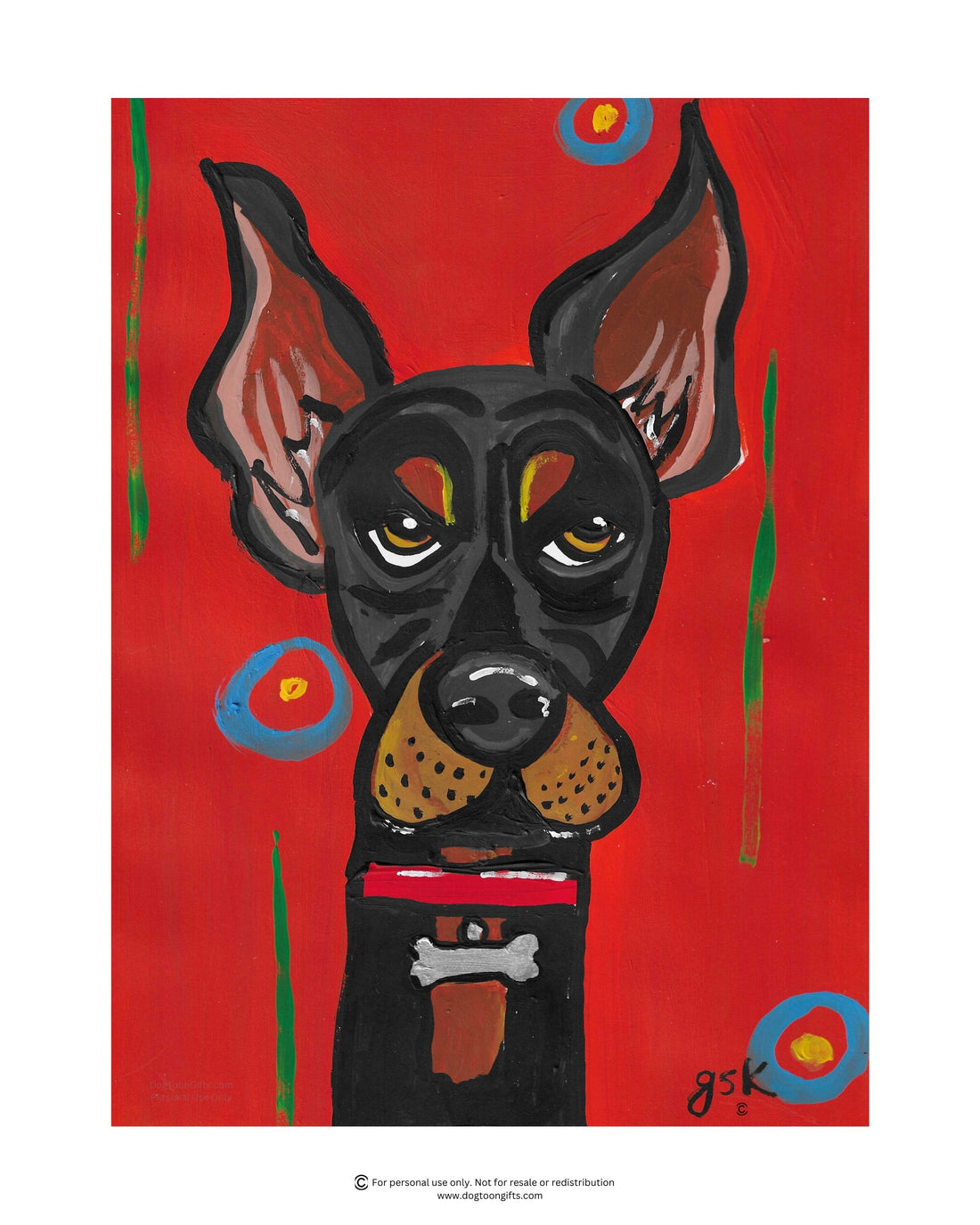 Doberman Wall Art Printable - Dog Digital Download - 3 JPG Sizes