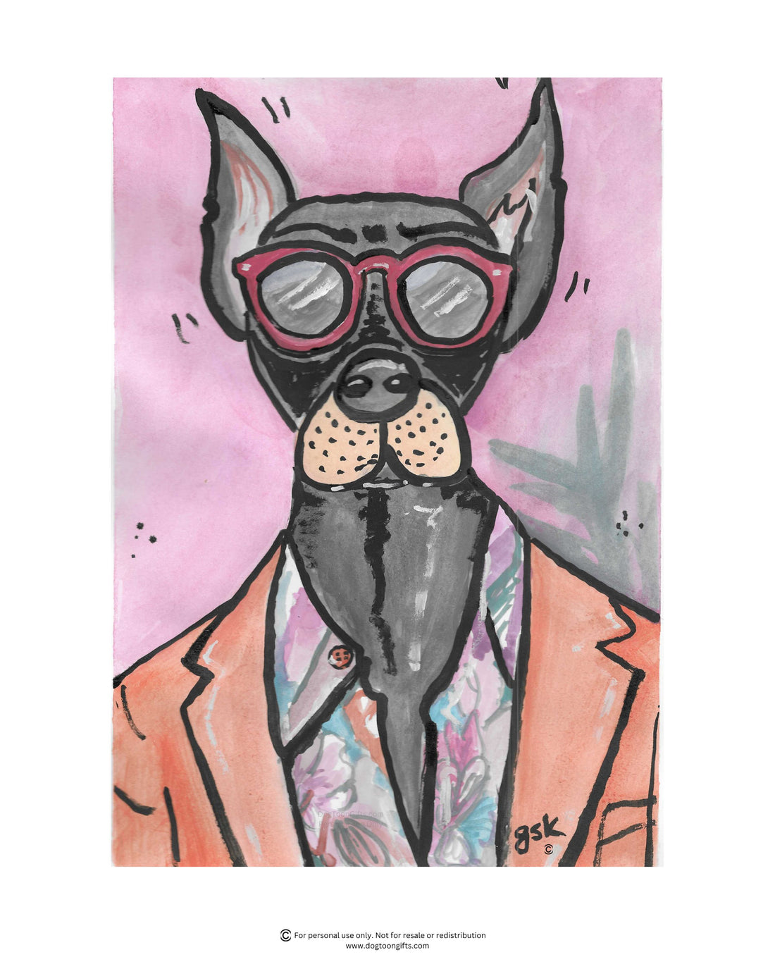 Doberman - Wall Art Printable - Dog Digital Download