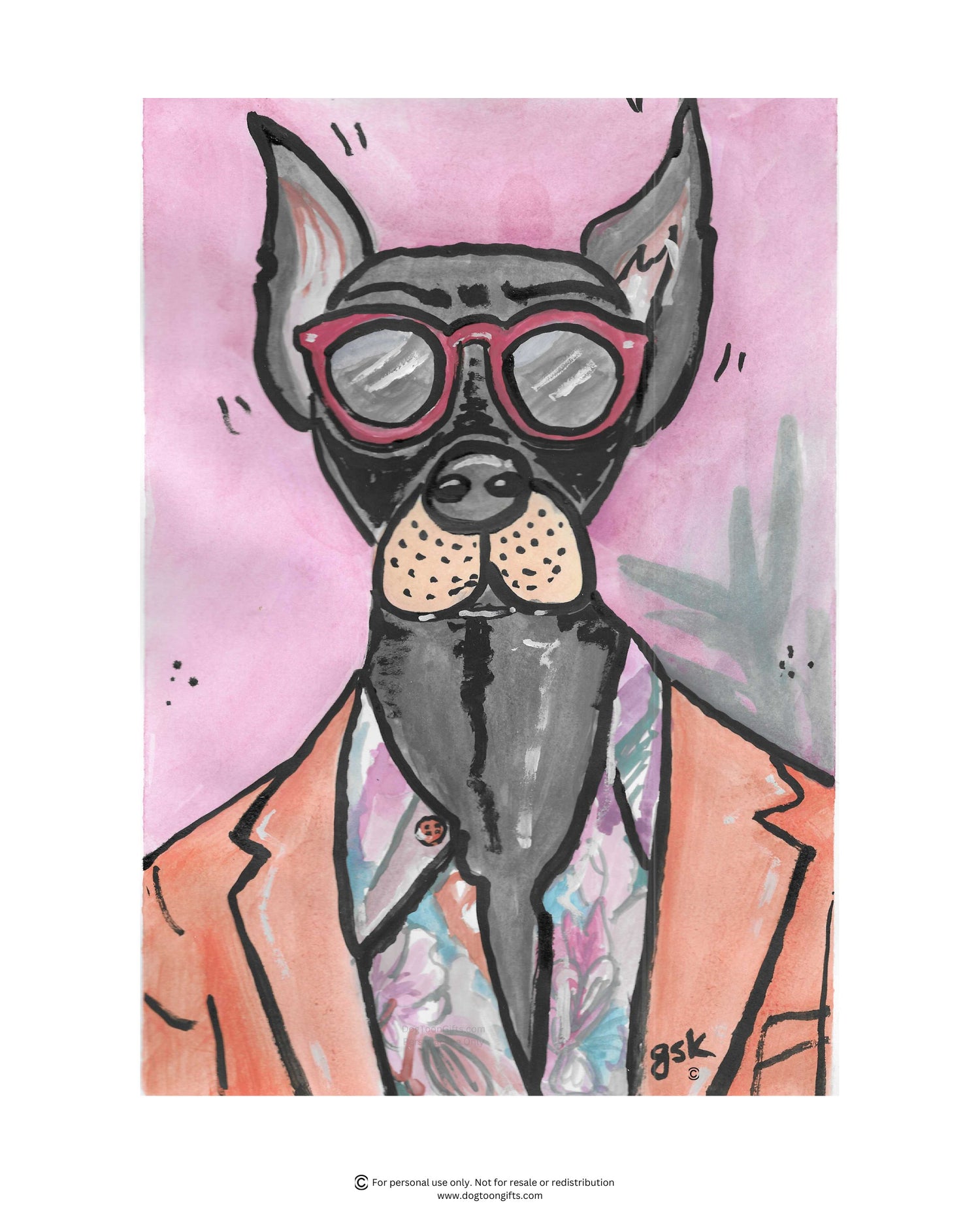 Doberman - Wall Art Printable - Dog Digital Download