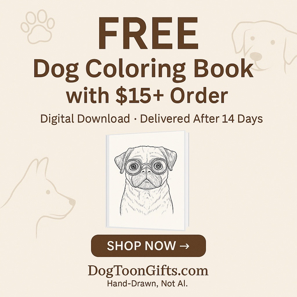 “Free Dog Coloring Book with $15+ Order” promotion
