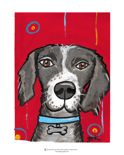 Hand-drawn German Shorthaired Pointer dog wall art - digital download printable file in 8x10, A4, and 16x20 inches - DogToonGifts