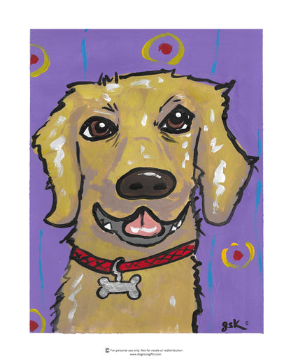 Hand-drawn Labrador Retriever dog wall art - digital download printable file in 8x10, A4, and 16x20 inches - DogToonGifts