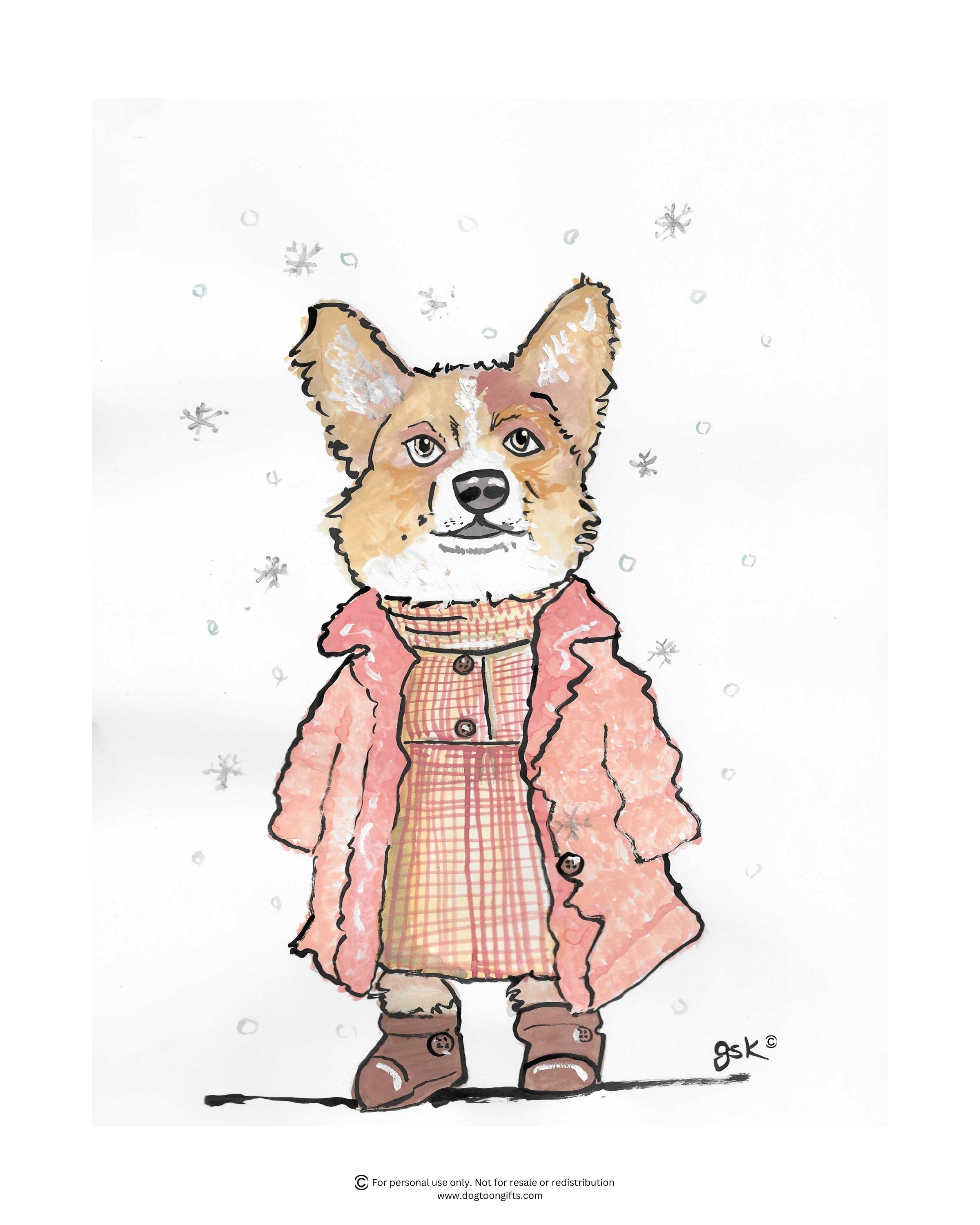 Pembroke Welsh Corgi cartoon gifts - mugs, shirts, wall art