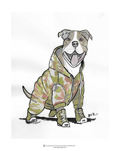 Pit Bull cartoon gifts - mugs, shirts, wall art