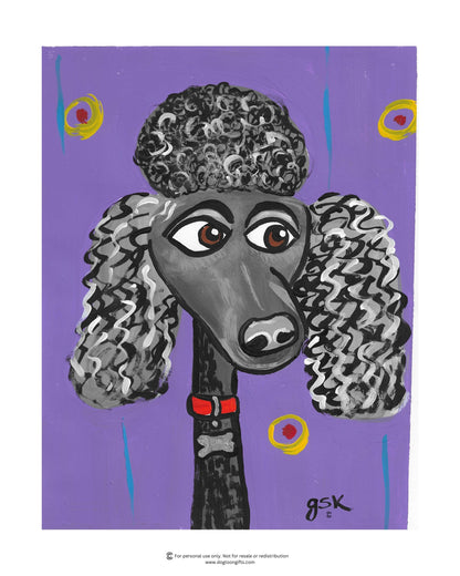 Hand-drawn Poodle dog wall art - digital download printable file in 8x10, A4, and 16x20 inches - DogToonGifts