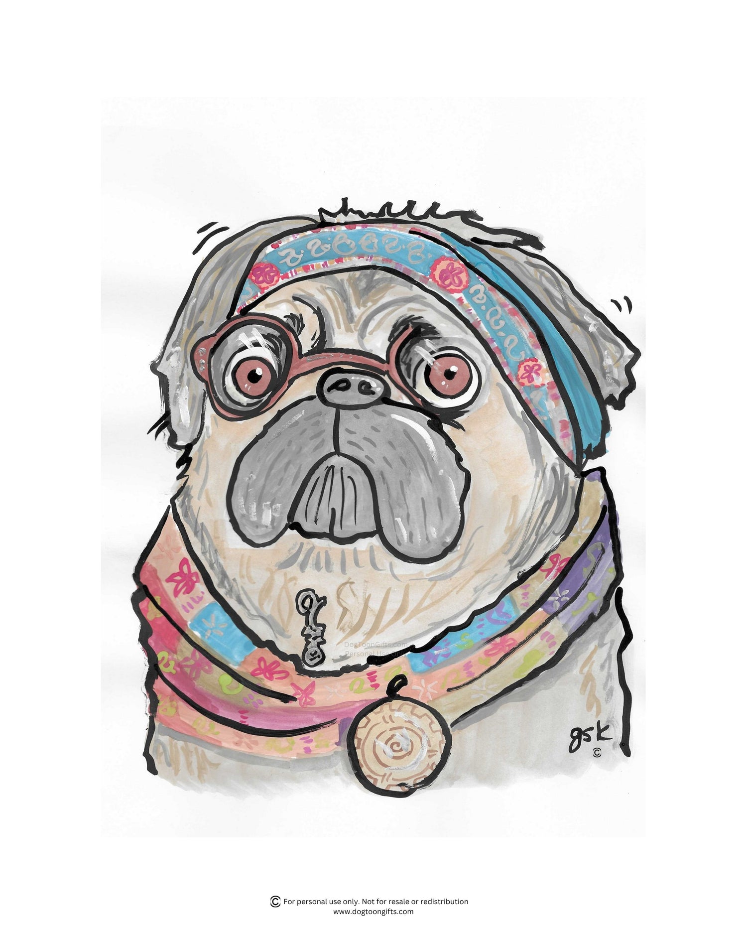 Pug - Wall Art Printable - Dog Digital Download
