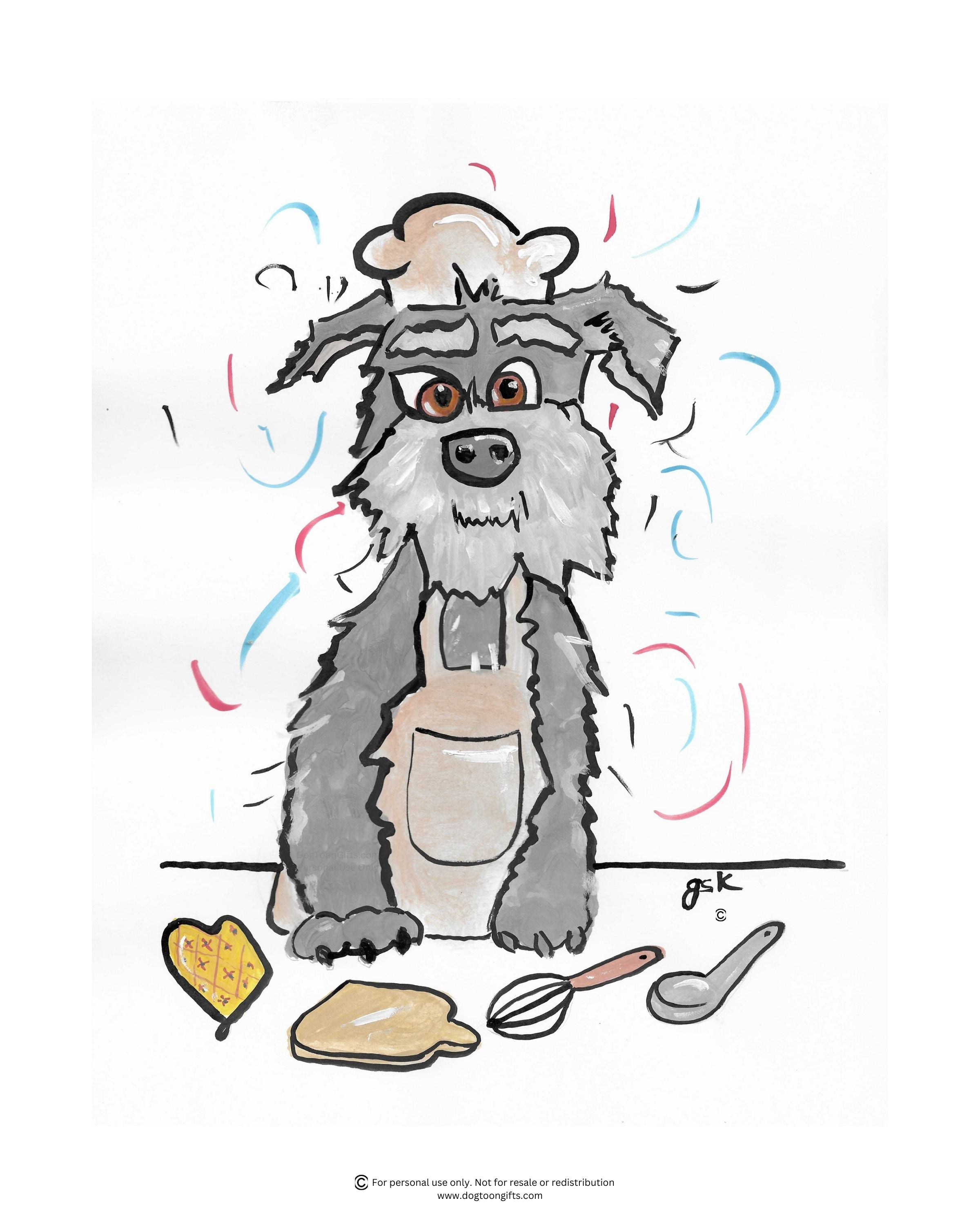 Schnauzer cartoon gifts - mugs, shirts, wall art