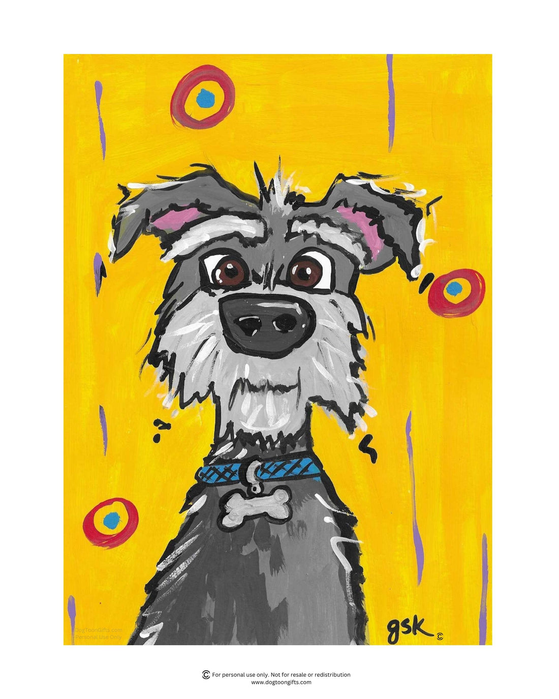 Schnauzer Wall Art Printable - Dog Digital Download - 3 JPG Sizes
