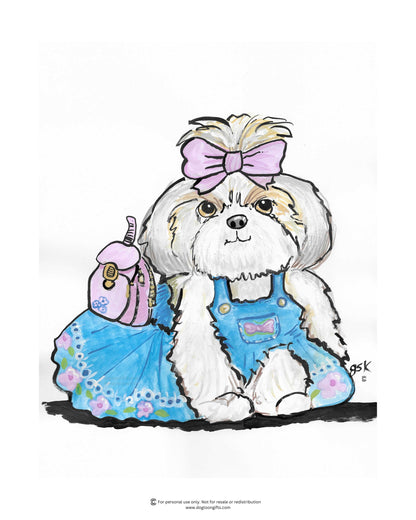 Shih Tzu cartoon gifts - mugs, shirts, wall art