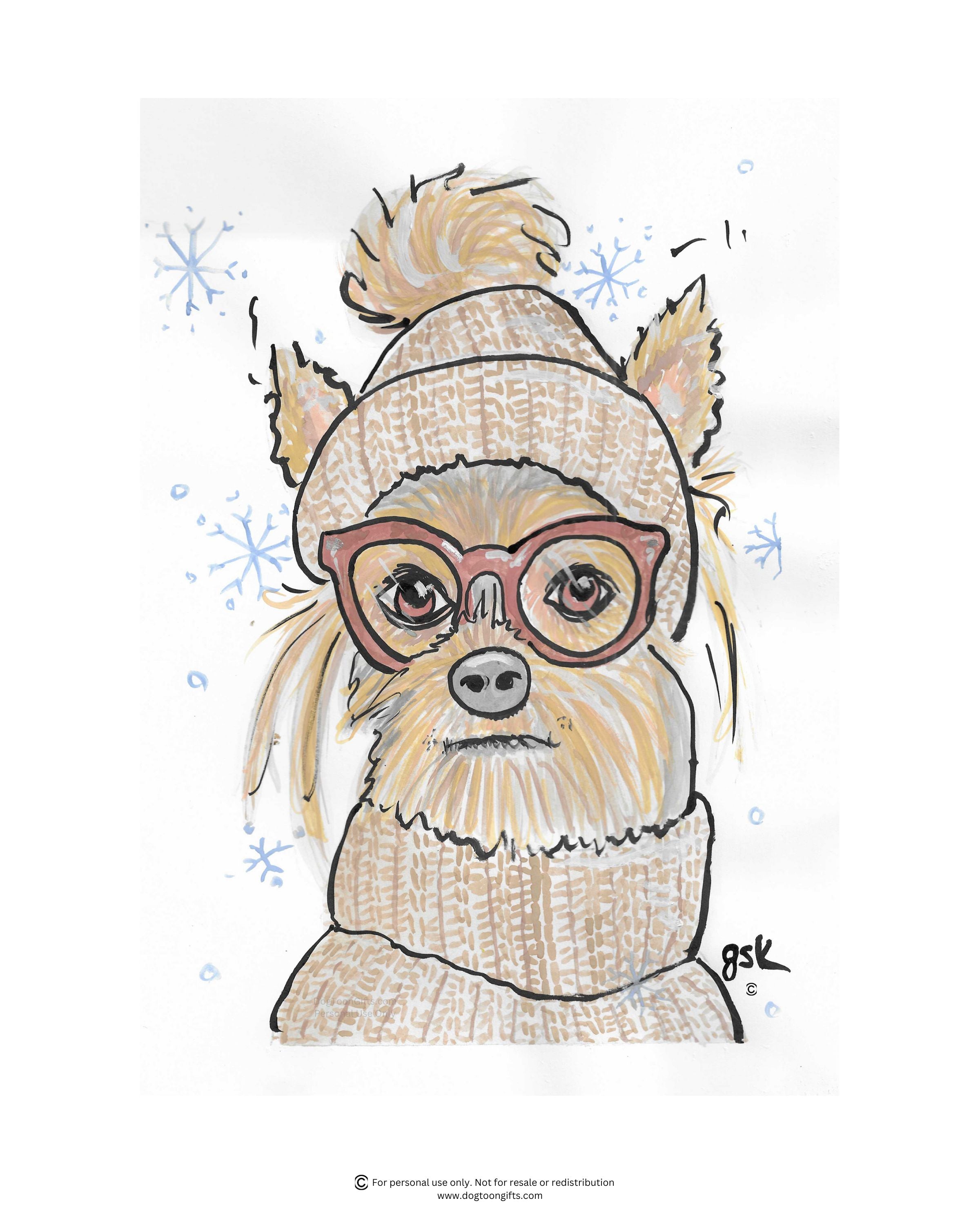 Yorkshire Terrier cartoon gifts - mugs, shirts, wall art