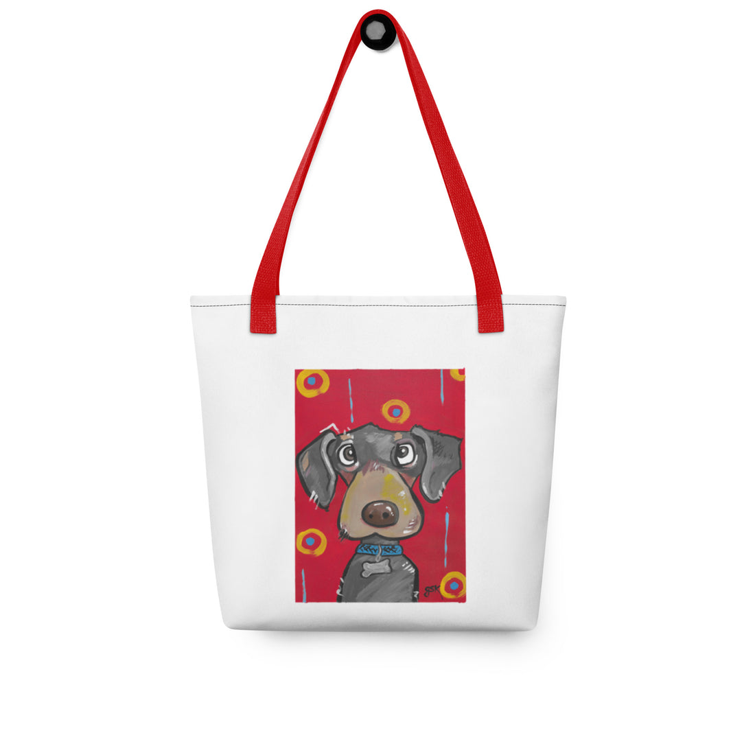 Dachshund dog Tote bag with cartoon artwork