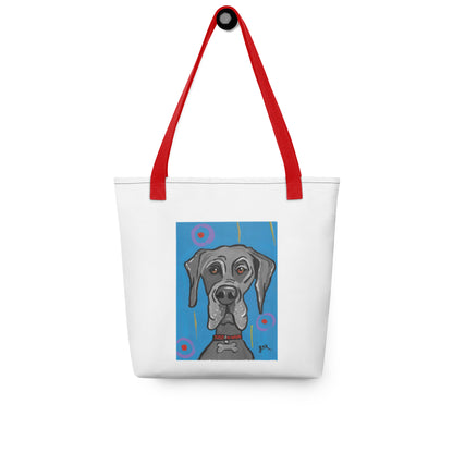 Great Dane dog Tote bag with cartoon artwork  