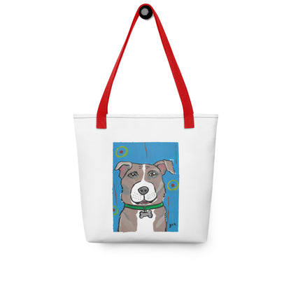 Pit Bull dog Tote bag with cartoon artwork 