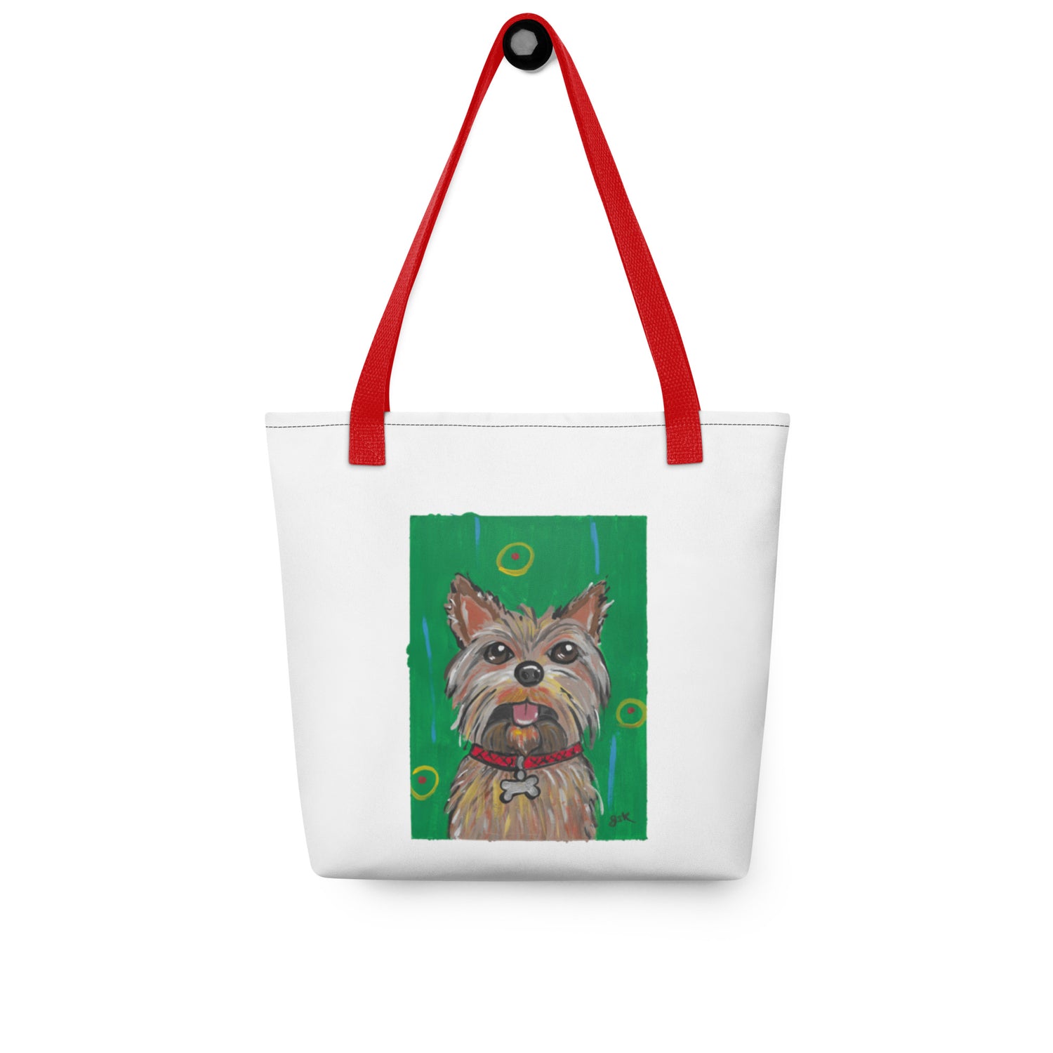 Yorkshire Terrier dog Tote bag with cartoon artwork