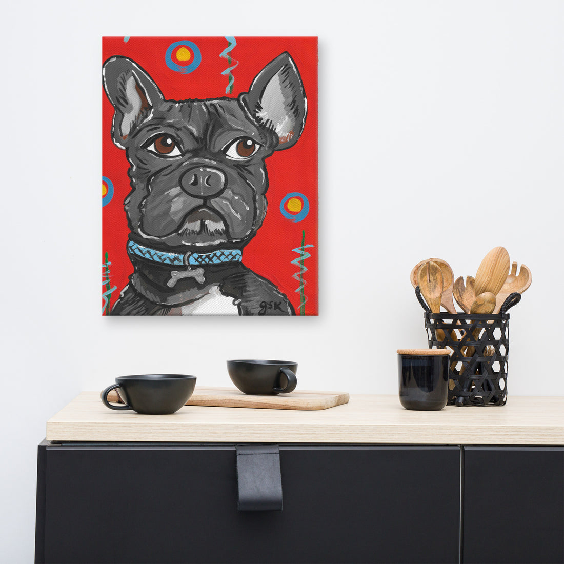 Bulldog print with cartoon artwork