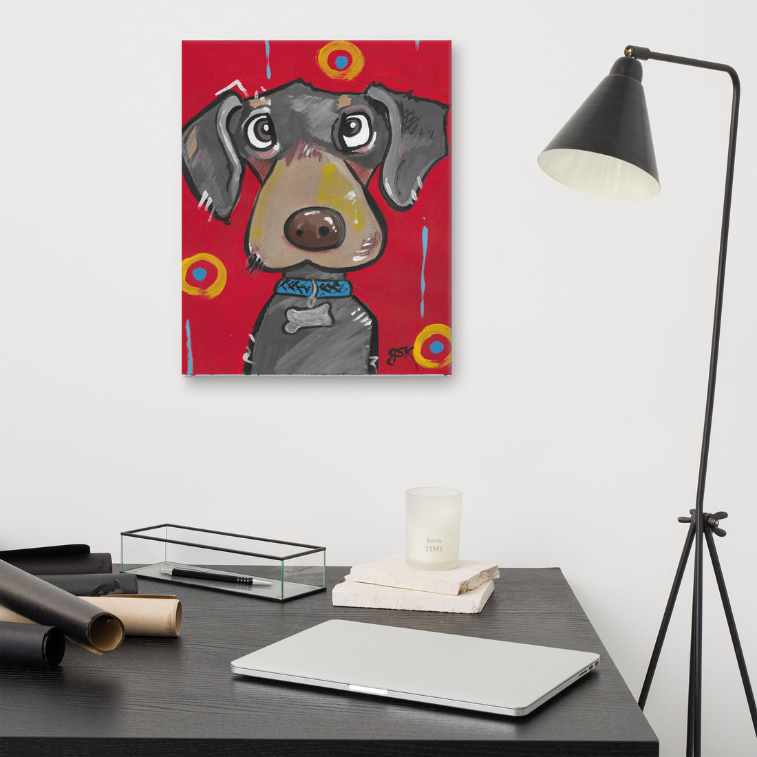 Dachshund dog print with cartoon artwork