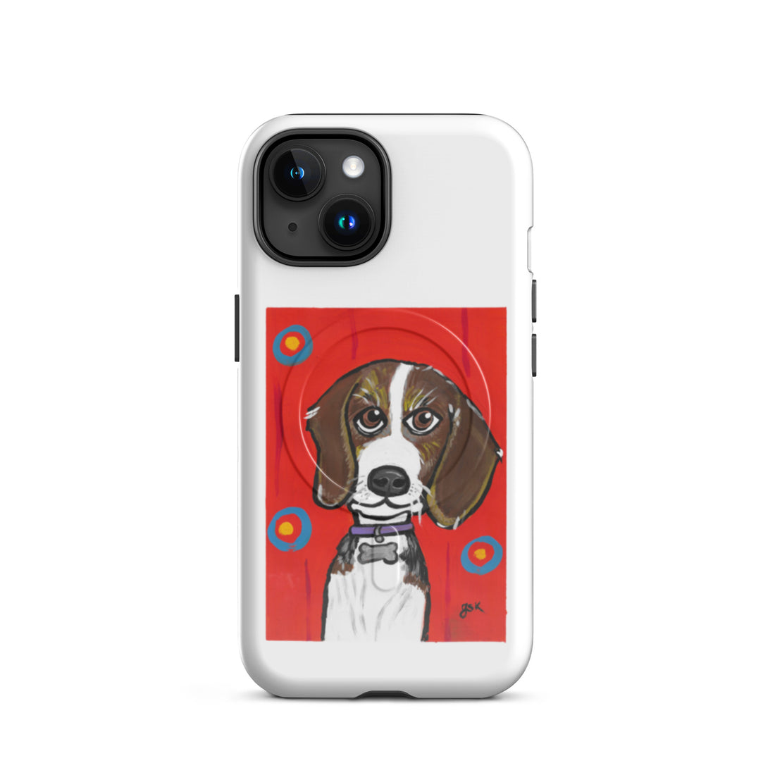 Beagle dog phone case with cartoon artwork  