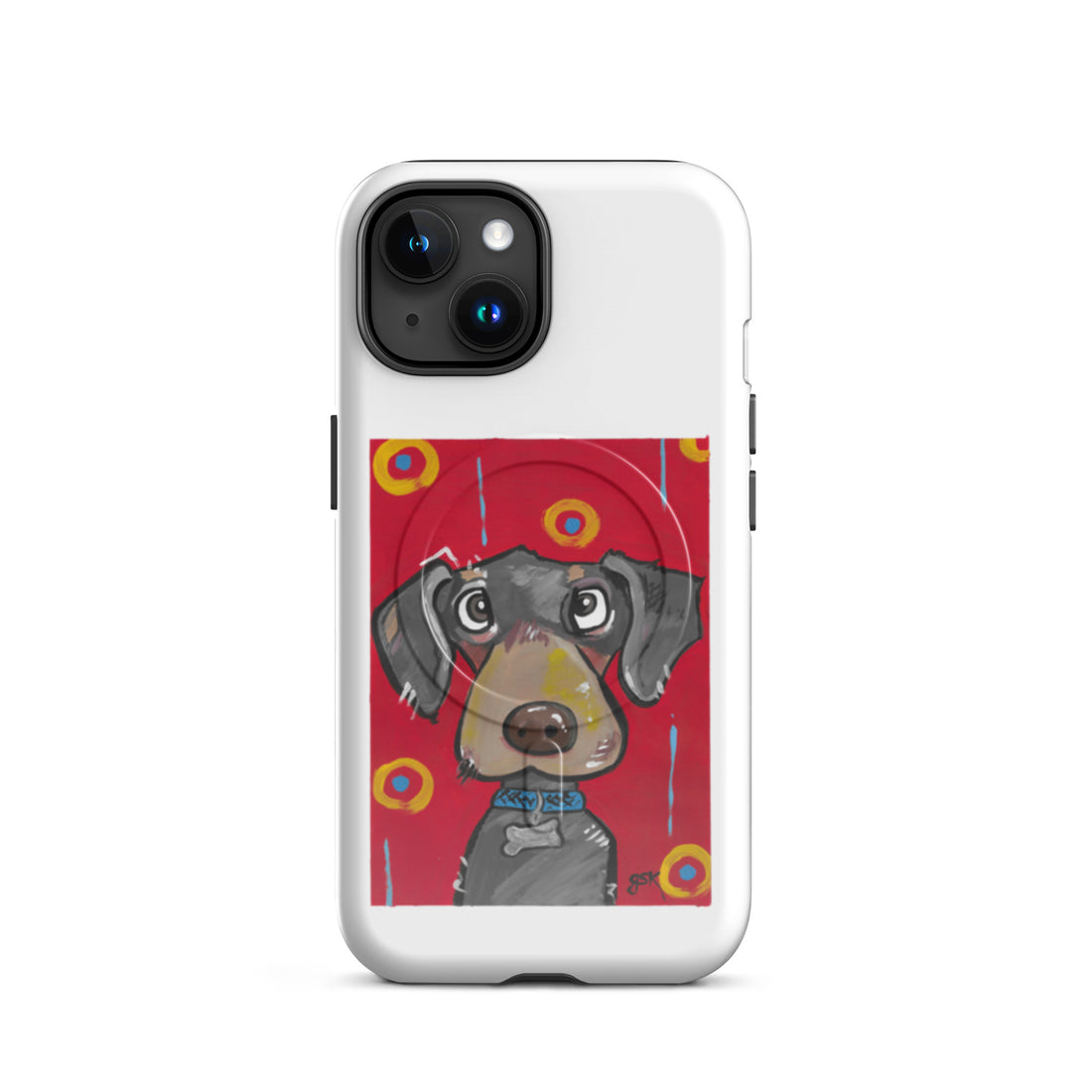 Dachshund dog phone case with cartoon artwork